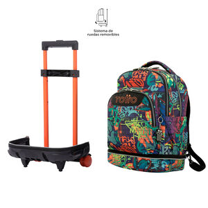 Mochila escolar ruedas desmontable graffiti - Tiza