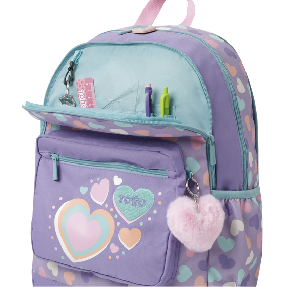 Mochila escolar morado y corazones - Glony image number 5