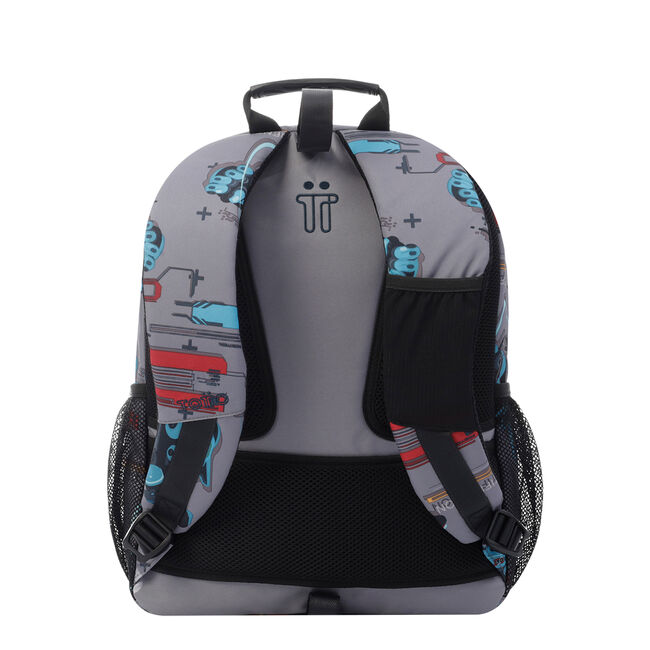 Mochila escolar adaptable a carro gris con robots - Acuareles image number null