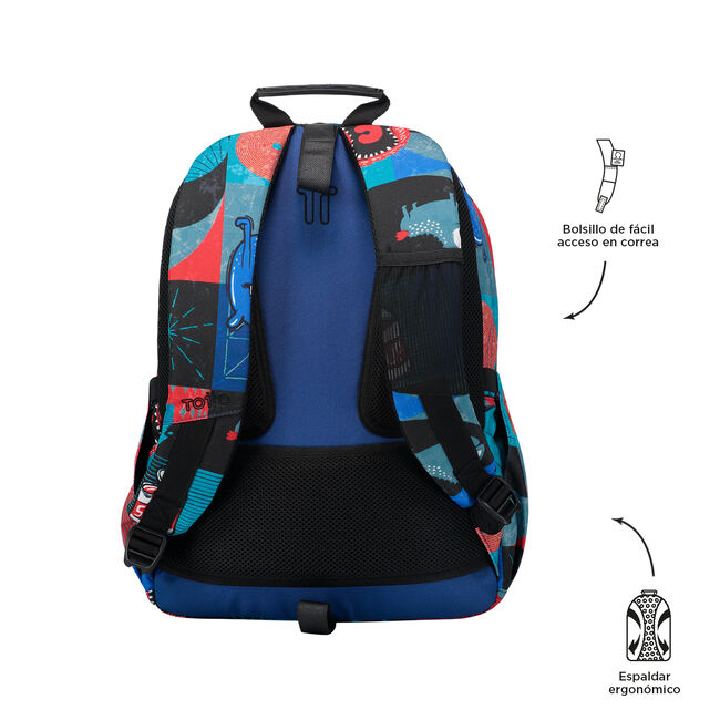 Mochila escolar adaptable a carro cyber monstruos - Acuareles image number null