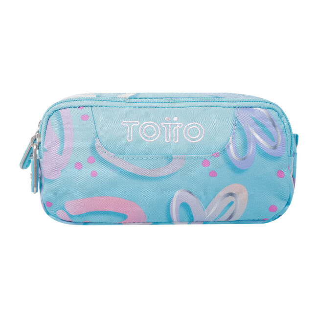 Estuche escolar dos compartimentos corazones pintados - Sobre