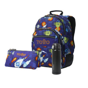Pack Escolar Space Blue X3 | Mochila + 2 accesorios