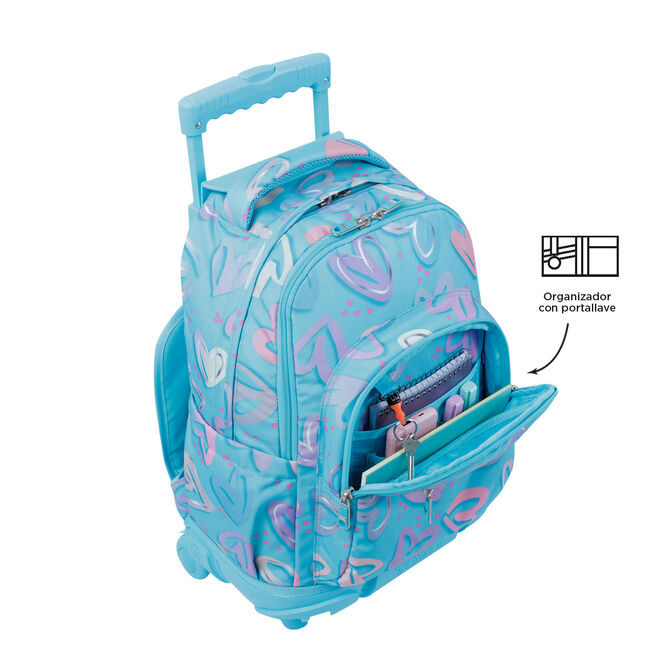 Mochila escolar con ruedas corazones pintados - Renglones image number null