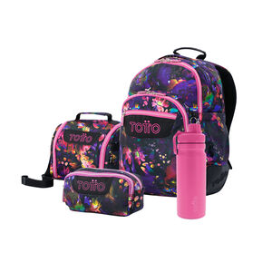 Pack Escolar Flower Galaxy X4 | Mochila + 3 accesorios