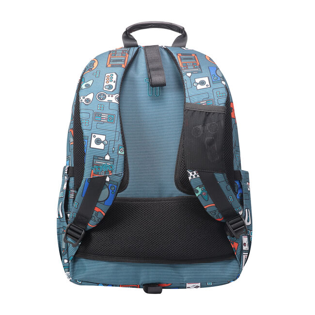 Mochila escolar adaptable a carro gris y videoconsolas - Acuareles image number null