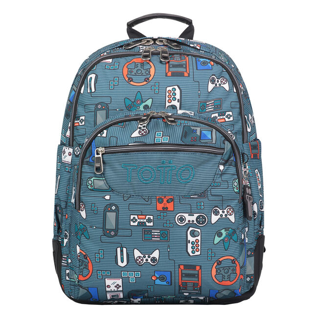 Mochila escolar gris y videoconsolas - Crayoles image number null