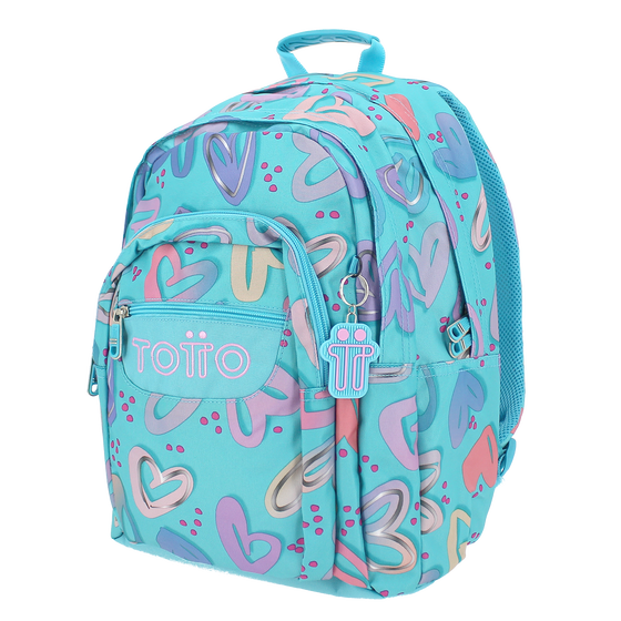 Mochila Lapiz Corazones pintados Azul Totto.es