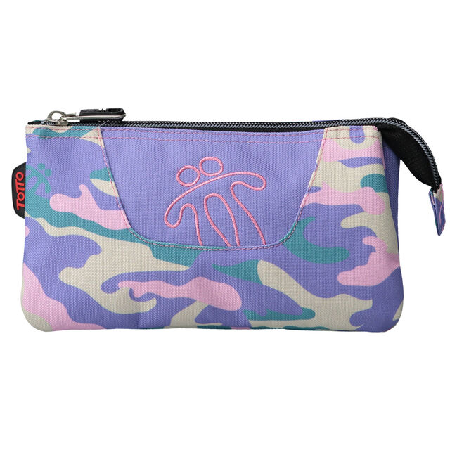 Estuche tres compartimentos - Tablero - Rosa | Totto.es