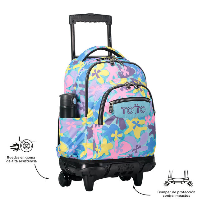 Mochila escolar con ruedas flores hawaianas - Renglones image number null