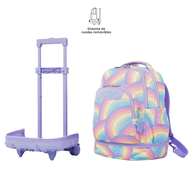 Mochila escolar ruedas desmontable arcoíris - Tiza