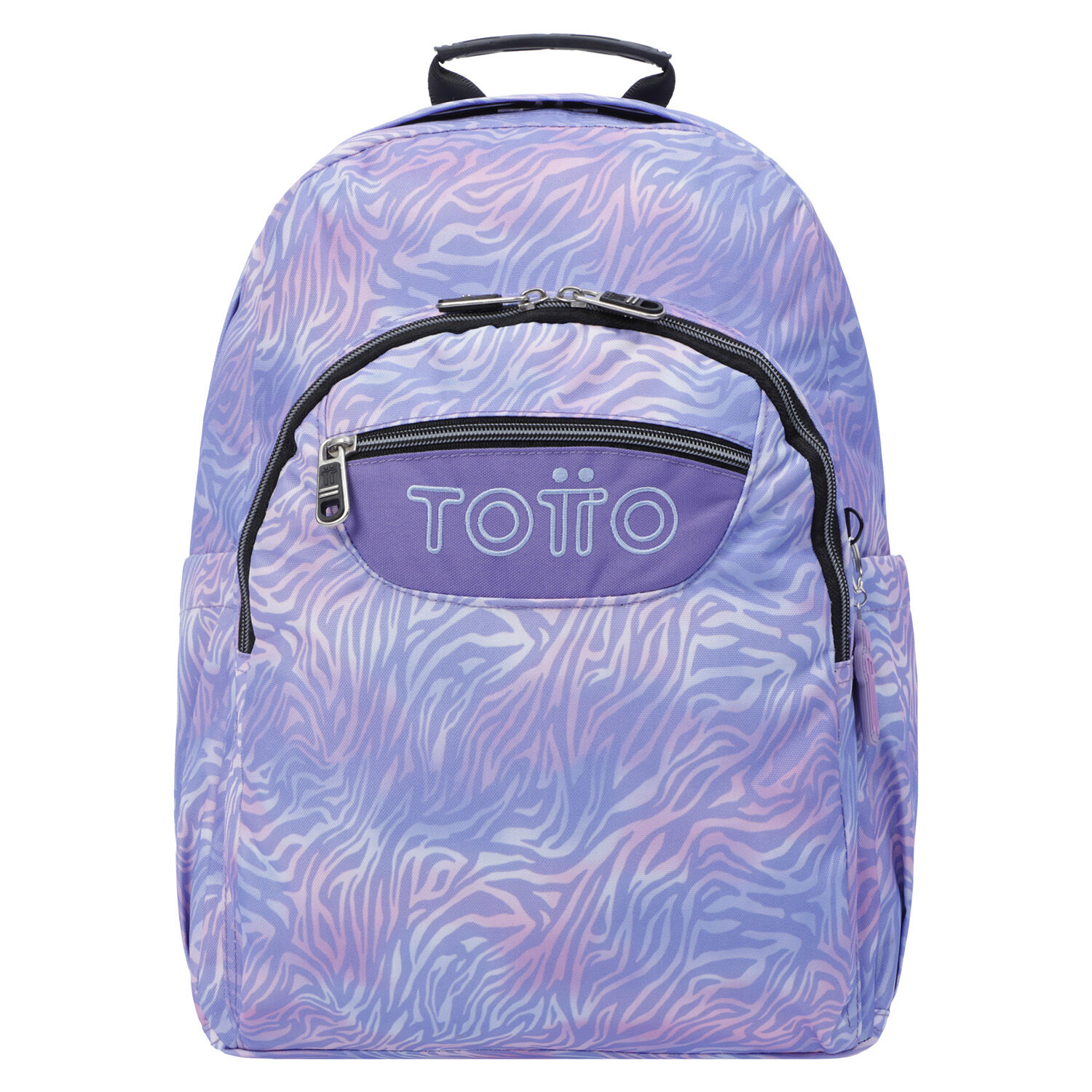 Mochila escolar adaptable a carro morado cebra Acuareles
