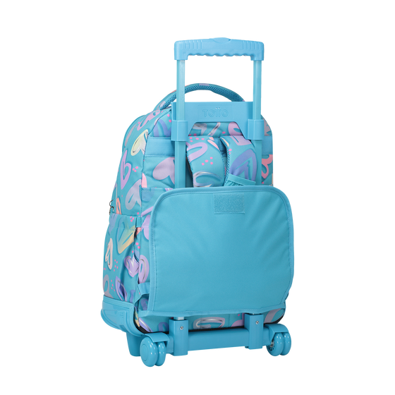 Mochila Renglones Corazones pintados Azul Totto.es