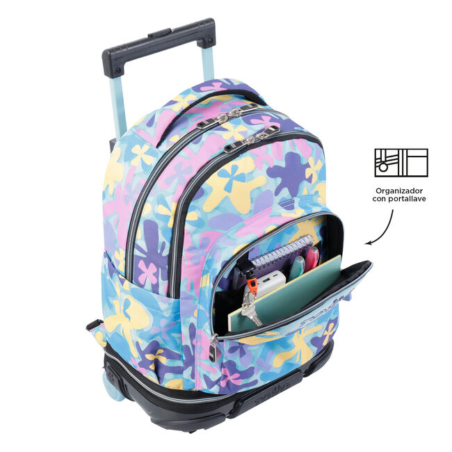 Mochila escolar ruedas desmontable flores hawaianas - Tiza image number null