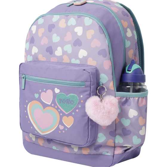 Mochila escolar morado y corazones - Glony image number 4