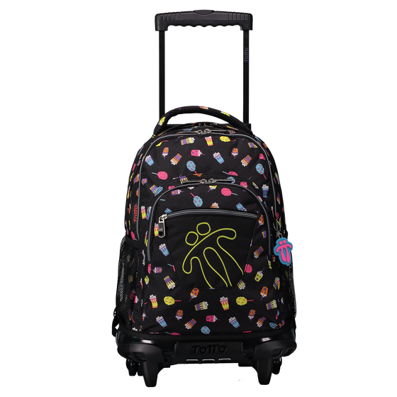 Mochila escolar con ruedas Renglones Negro Totto.es