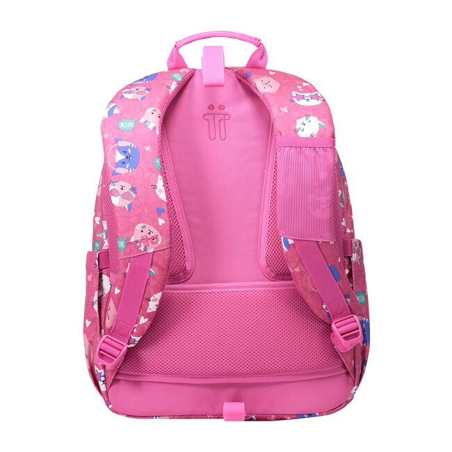 Mochila escolar adaptable a carro rosa fiesta gatitos - Acuareles image number null
