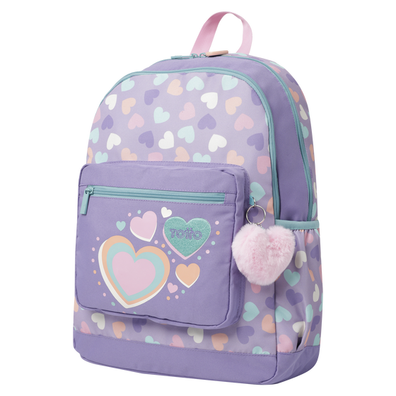 Mochila escolar morado y corazones - Glony image number 2