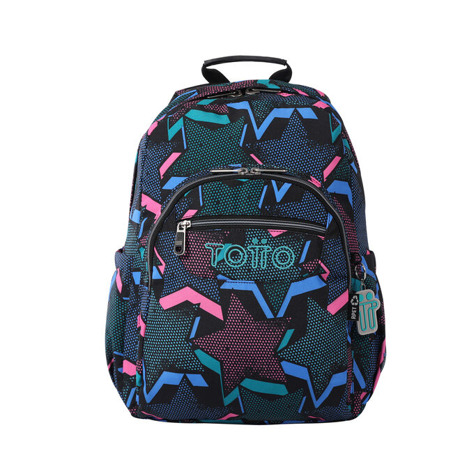 Mochila escolar adaptable a carro eco-friendly Lety Black - Acuareles