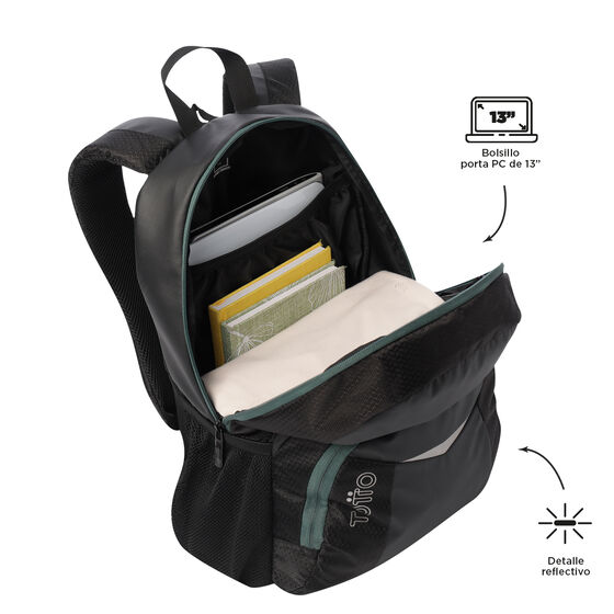 Mochila Teck 2.0 M - Negro/Verde image number 5