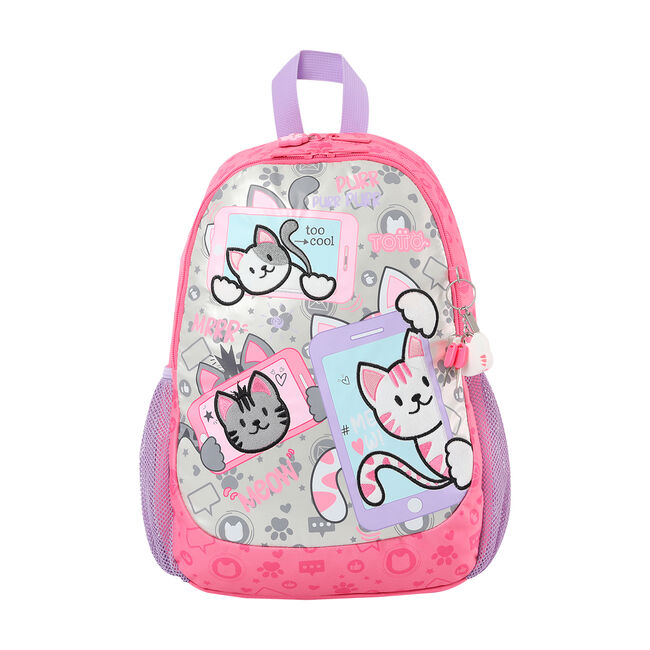 Mochila infantil mediana rosa - Selfie Cat
