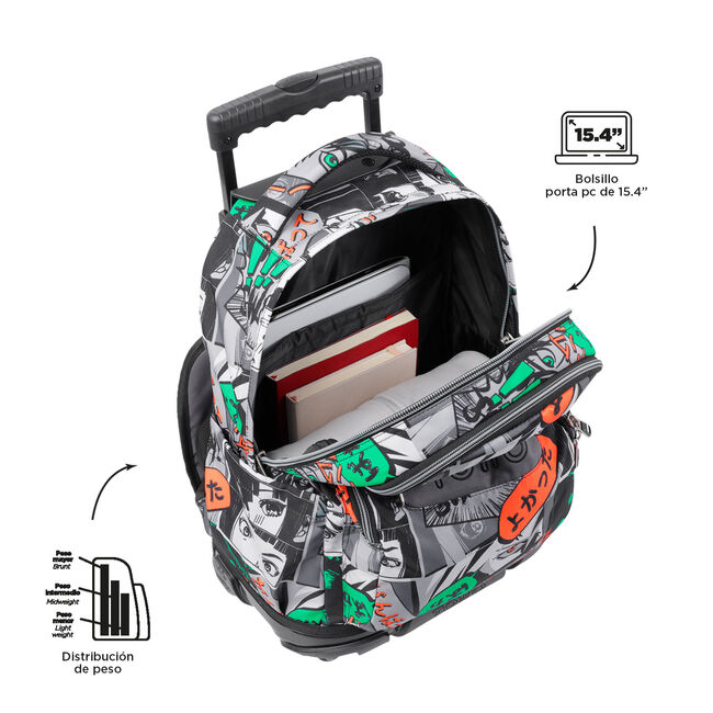 Mochila escolar con ruedas manga - Renglones image number null