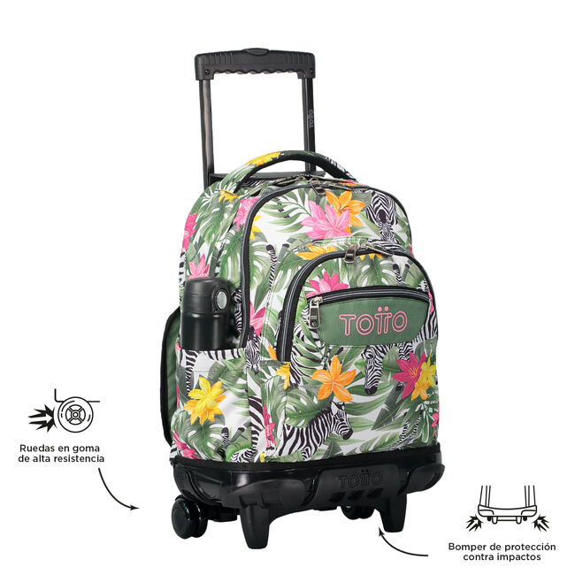 Mochila escolar con ruedas tropical cebras - Renglones image number null
