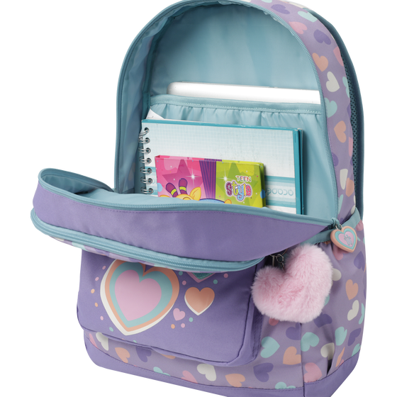 Mochila escolar morado y corazones - Glony image number 6
