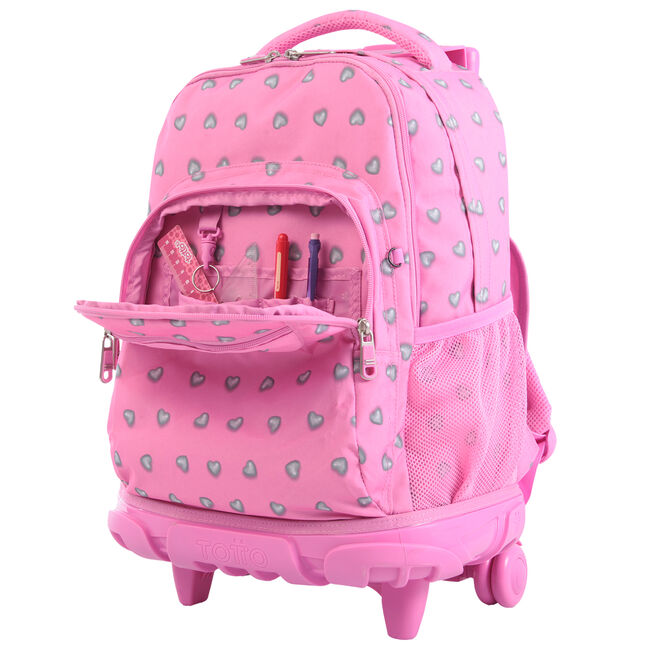Custodio lanzamiento horizonte Mochila escolar con ruedas corazones rosas - Renglones - Rosa | Totto.es