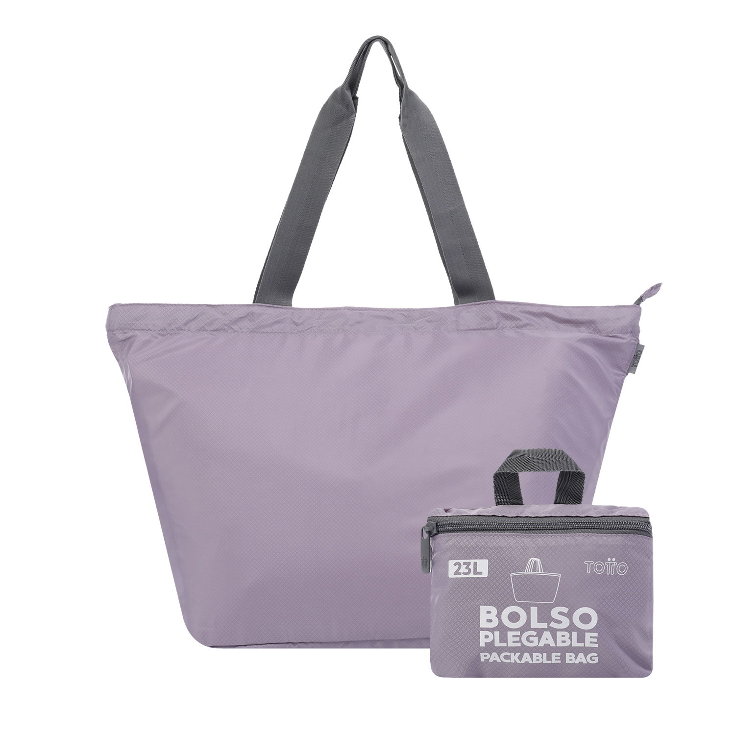 Bolso shopper plegable color morado - Ramel