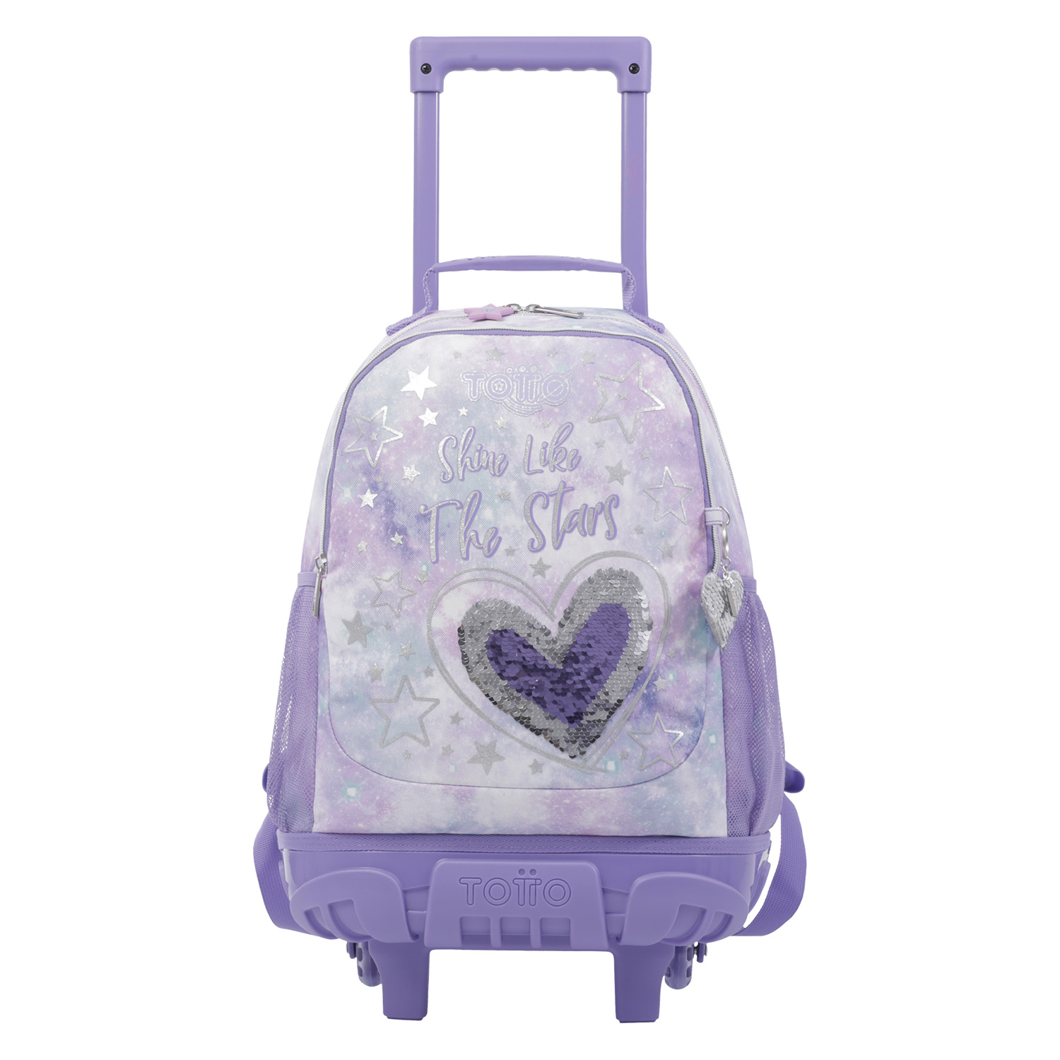 Mochila escolar con ruedas mediana - Shiny Heart