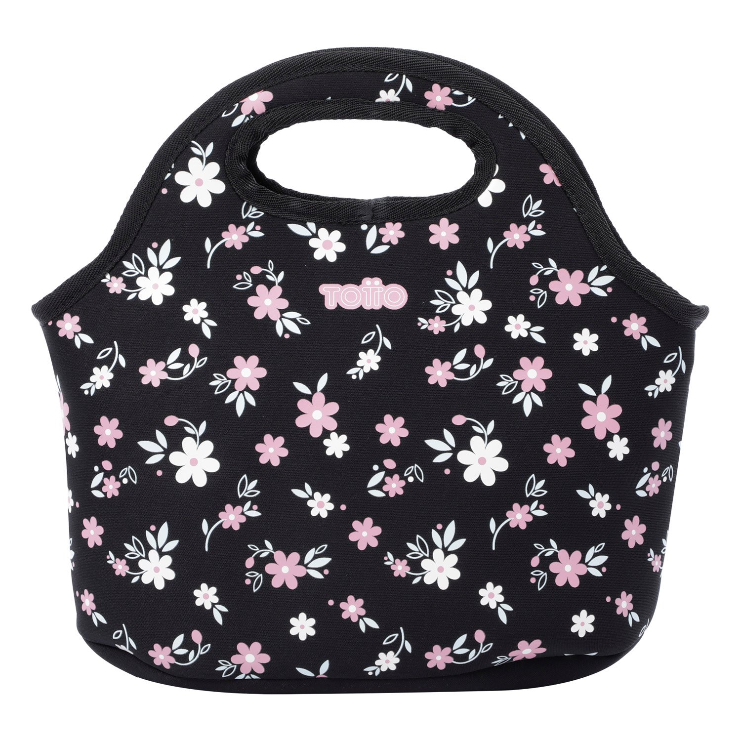 Bolsa porta-alimentos  negro y flores - Feliza