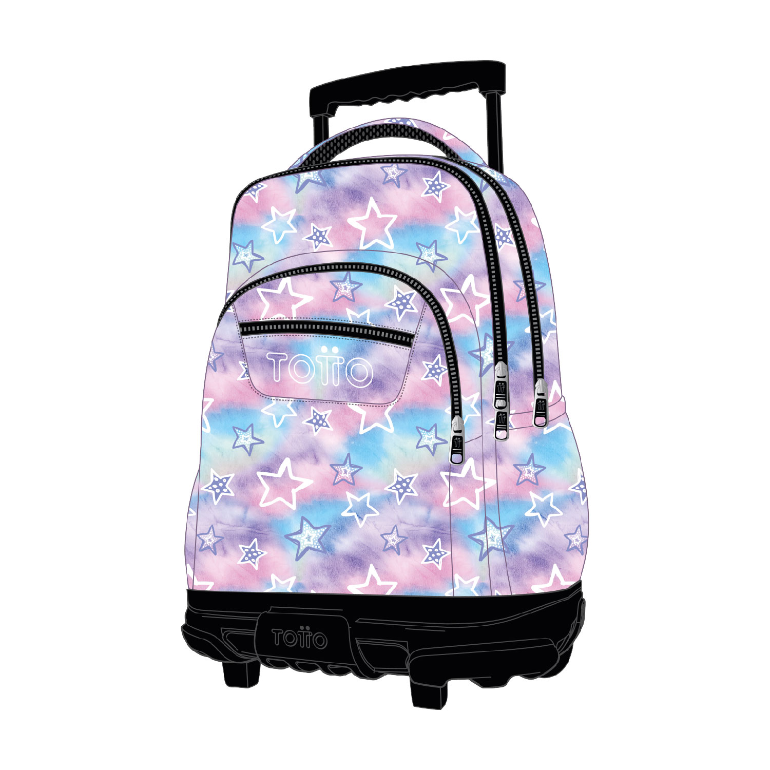 Mochila escolar con ruedas galaxia estrellada - Renglones