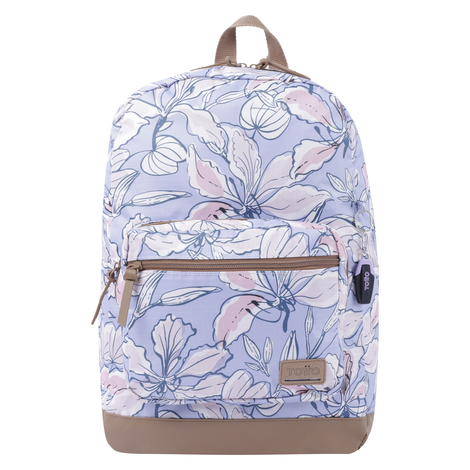 Mochila urbana morado y flores rosas - Tocax