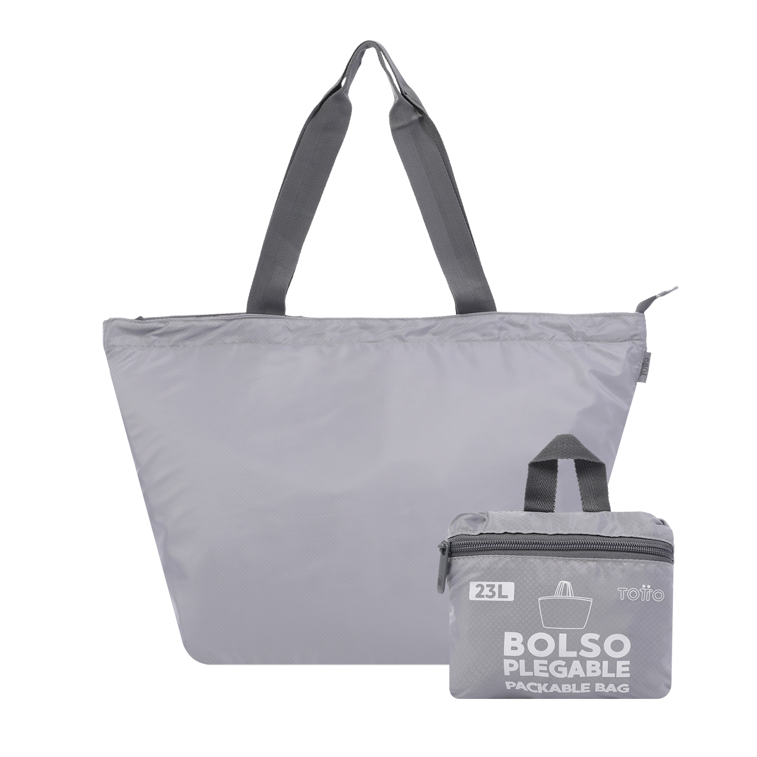 Bolso shopper plegable color gris - Ramel