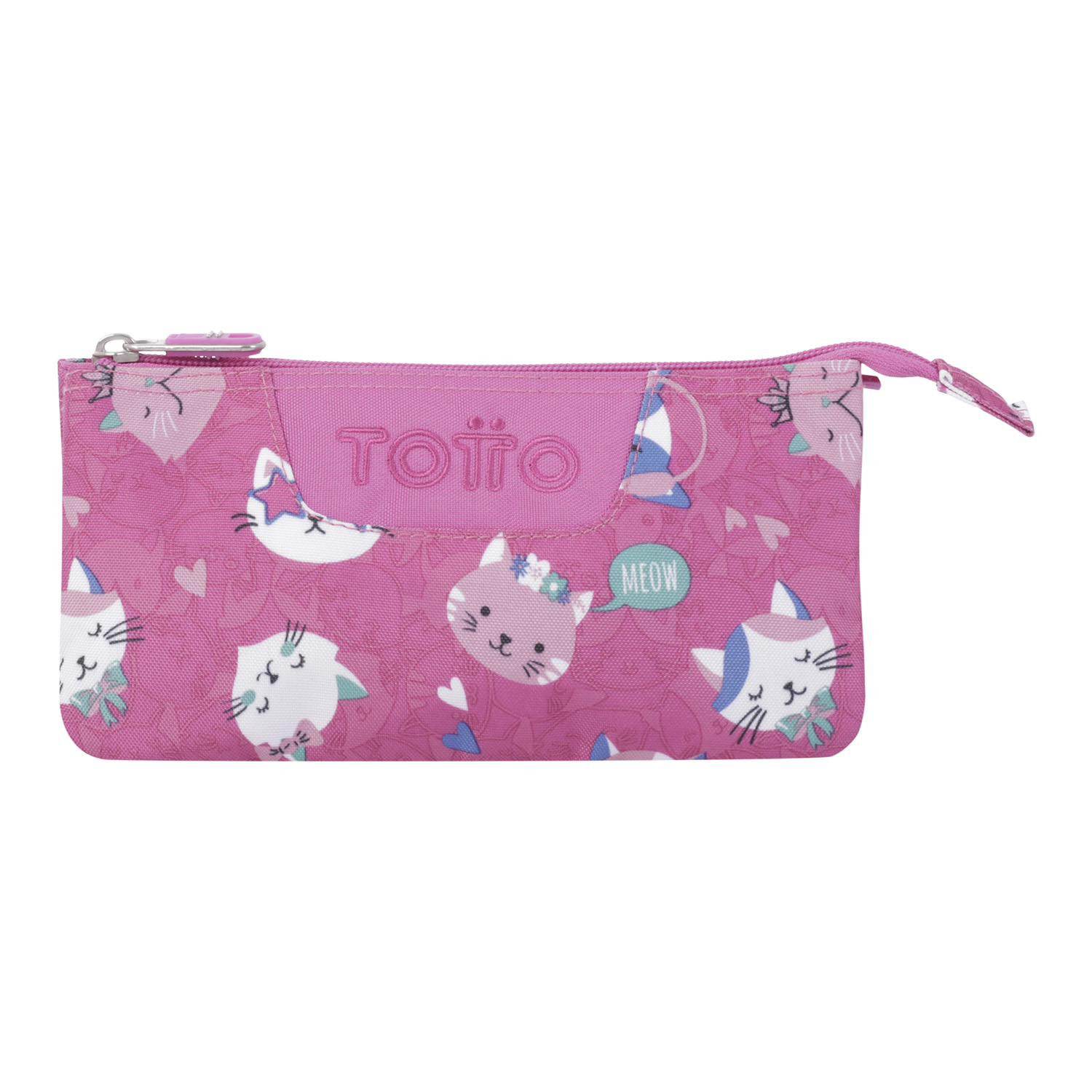 Estuche escolar tres compartimentos rosa fiesta gatitos - Tablero