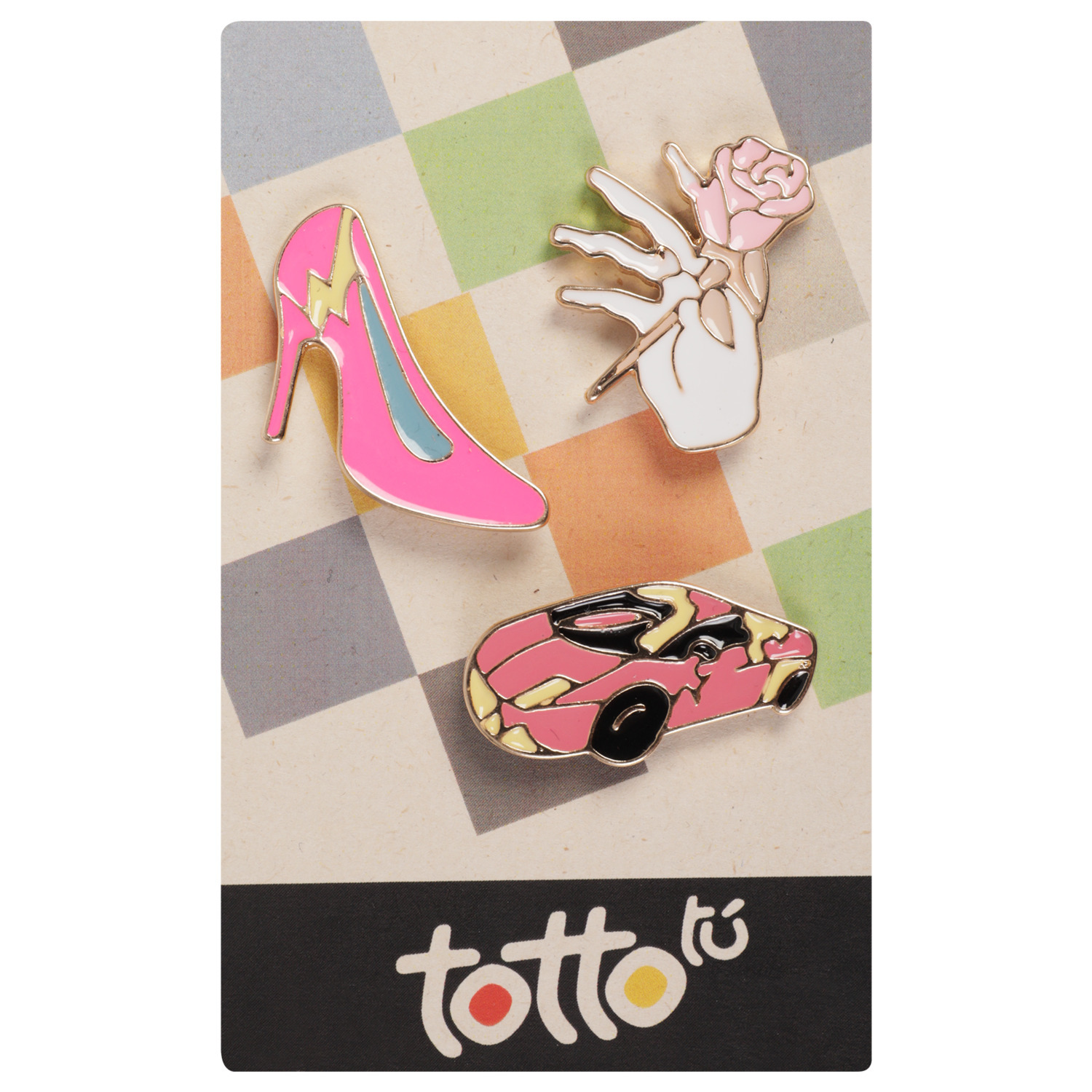 Pack pins - Coche rosa