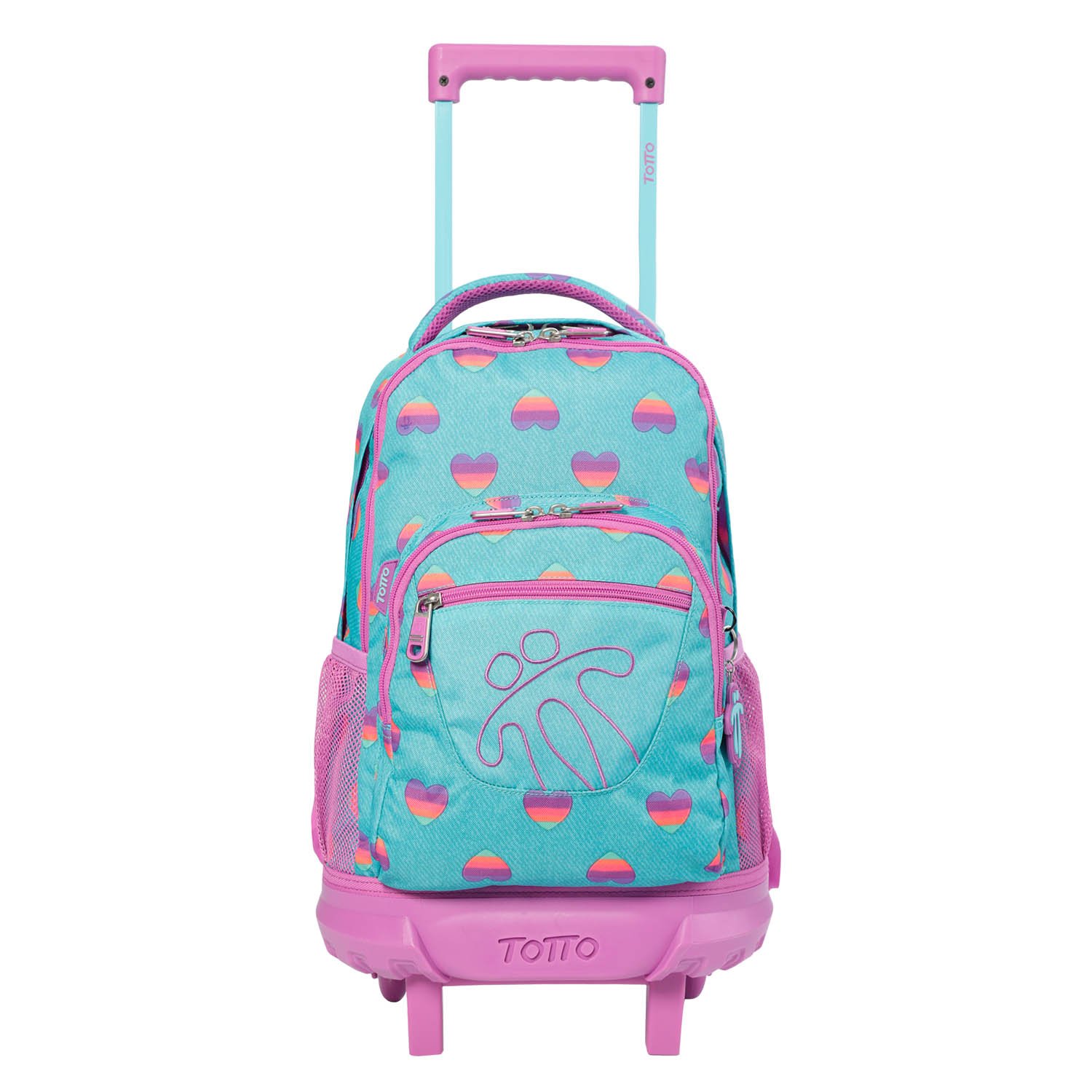 Mochila de ruedas corazones multicolor -