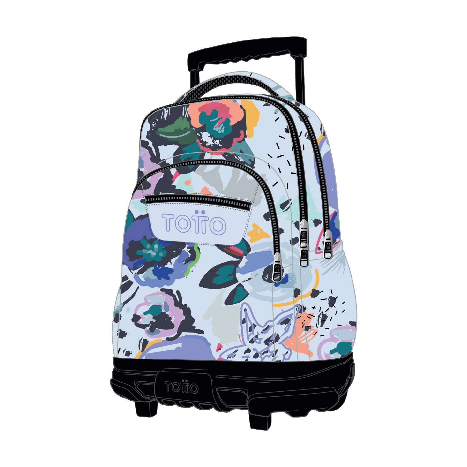 Mochila escolar con ruedas lienzo floral - Renglones