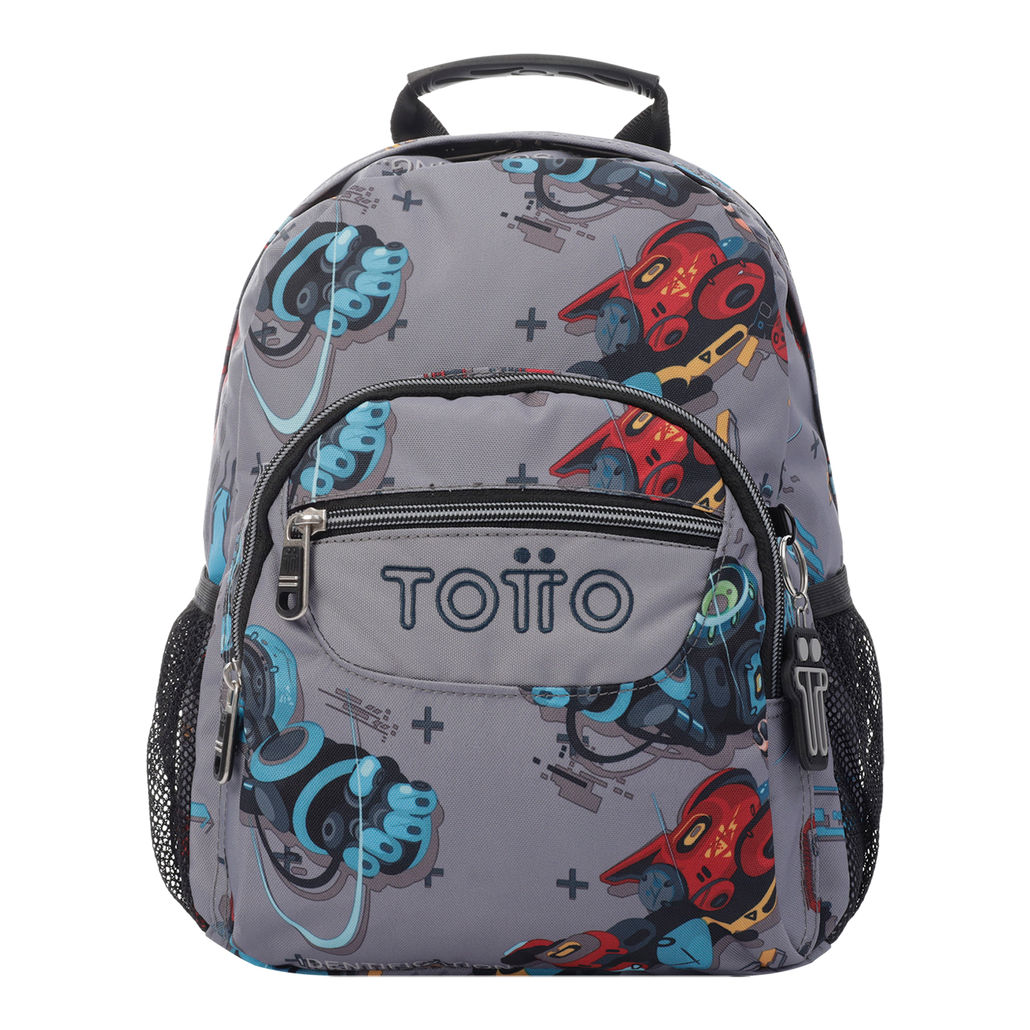 Mochila escolar gris con robots - Tempera